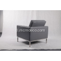 Gray Leather Knoll Sofa.